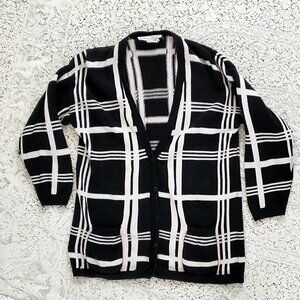 1980’s Adrienne Vittadini Sport Cardigan Sweater Black/White - Size M